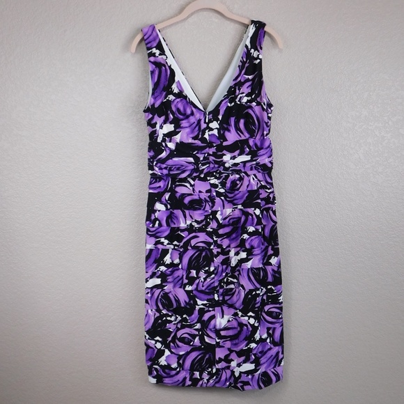 Jones New York Dress Purple Floral Ruffled Dress - Picture 2 of 4